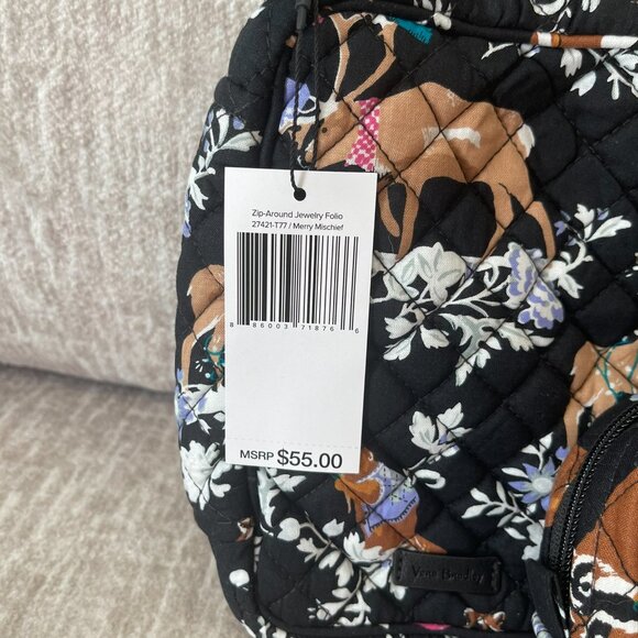 Vera Bradley Set of 2 Zip Around Jewlry Case & Mini Cosmetic - Merry Mischief - Picture 4 of 8